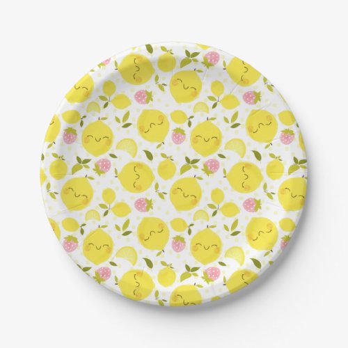 White Strawberry Lemon Paper Plates