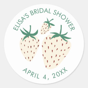 White Strawberry Pineberry BRIDAL SHOWER Custom Classic Round Sticker
