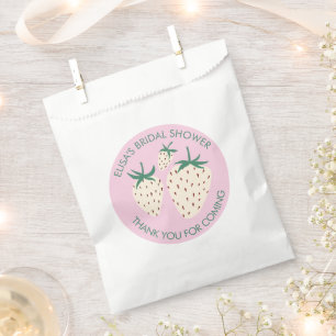 White Strawberry Pineberry BRIDAL SHOWER Custom Favor Bag
