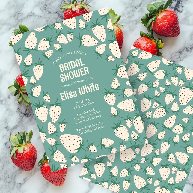 White Strawberry Pineberry CUSTOM Bridal Shower Invitation (White Strawberry Pineberry CUSTOM Bridal Shower Invitation
)