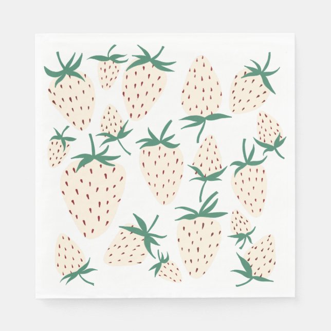 White Strawberry Pineberry CUSTOM Bridal Shower Napkins (Front)