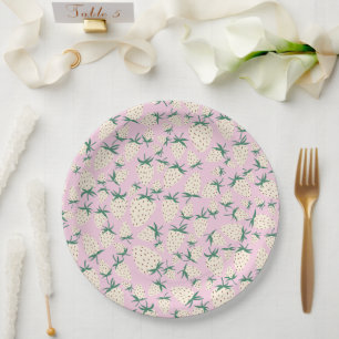 White Strawberry Pineberry CUSTOM BRIDAL SHOWER Paper Plates