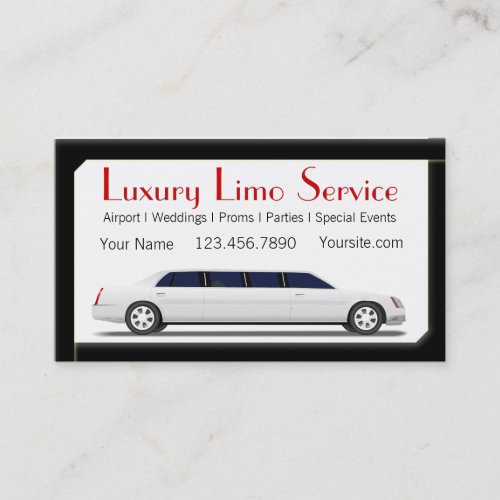 White Stretch Limousine Business Card