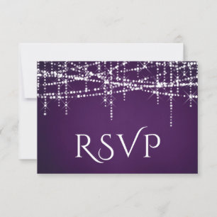 White String Lights on Royal Purple RSVP Card