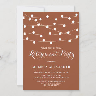 White String Lights Terracotta Retirement Party Invitation
