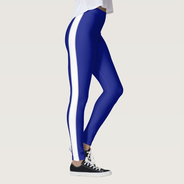 White Stripe Blue Leggings (Right)