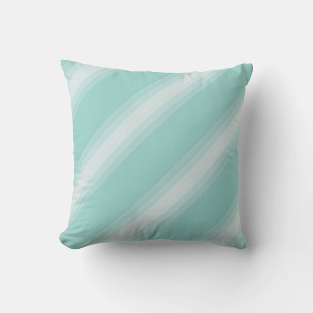 White Striped Blue Green Template Modish Colors Throw Pillow (Front)