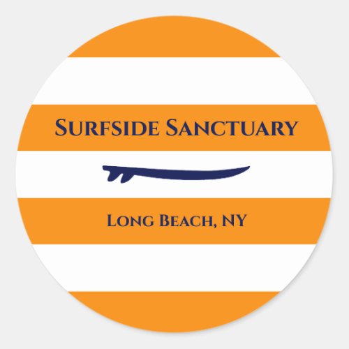 White Striped Changeable background Surf Classic Round Sticker