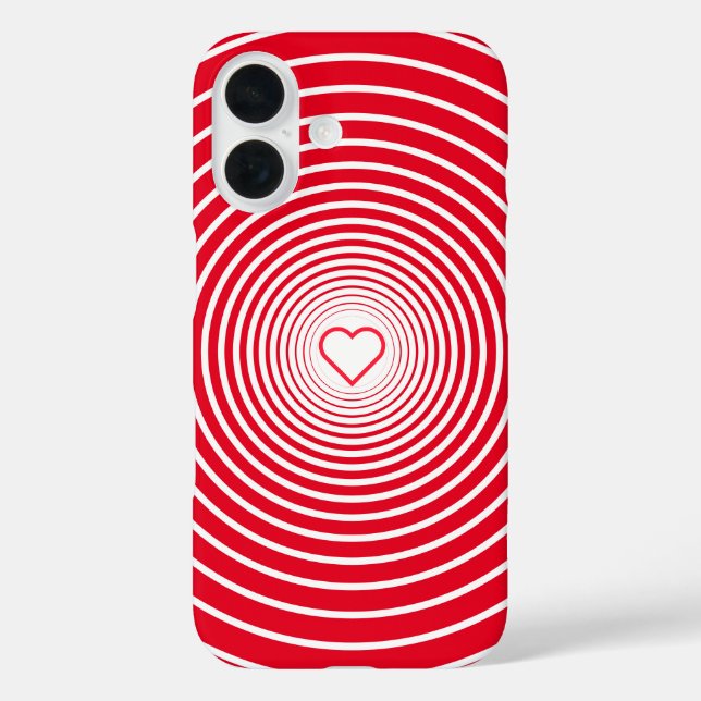 White Striped Red iPhone Case with Heart (Back)