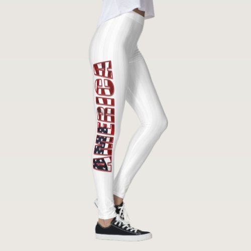 White Stripes And America Letters Leggings