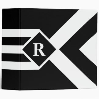 White Stripes and Chevrons on Black with Monogram Binder