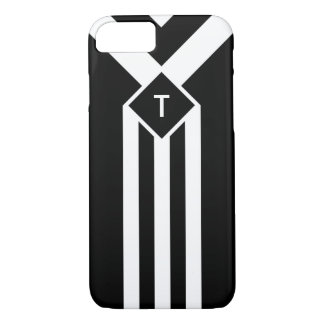 White Stripes and Chevrons on Black with Monogram iPhone 8/7 Case