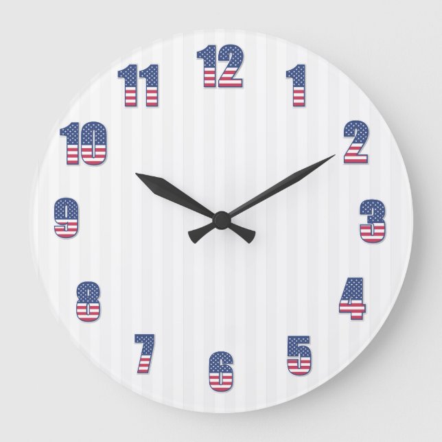 White Stripes And Colorful Numbers Large Clock (Front)