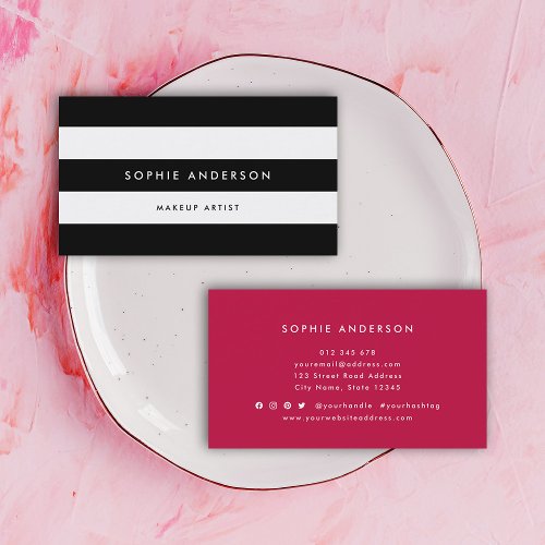 White Stripes and Custom Color Modern Minimalist Business Card
