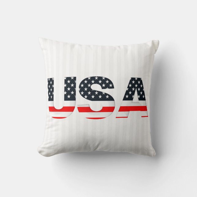 White Stripes And Letters Throw Pillow (Front)