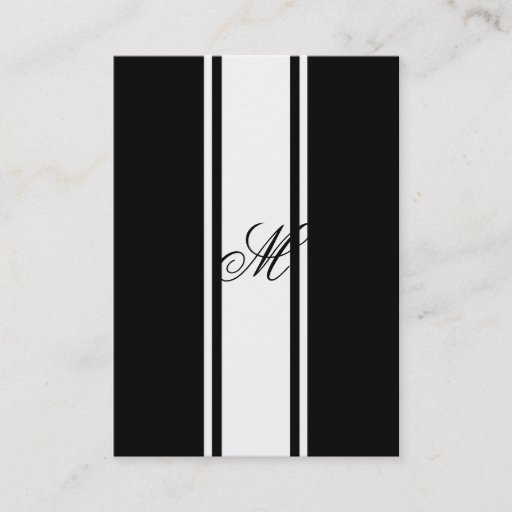 Customizable White Stripes and Monogram Business Card Templates