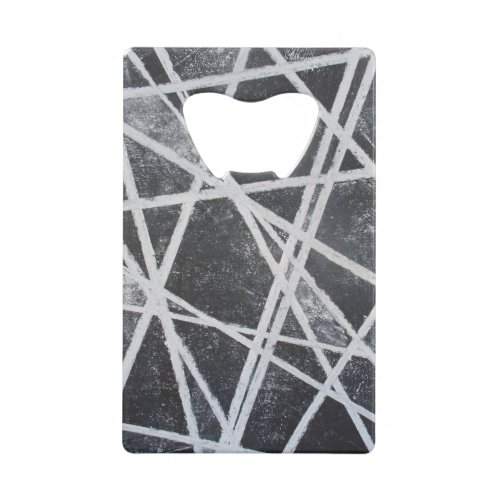 White Stripes black gray spaces abstract Credit Card Bottle Opener