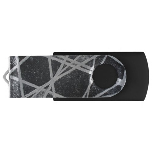 White Stripes black gray spaces abstract Flash Drive