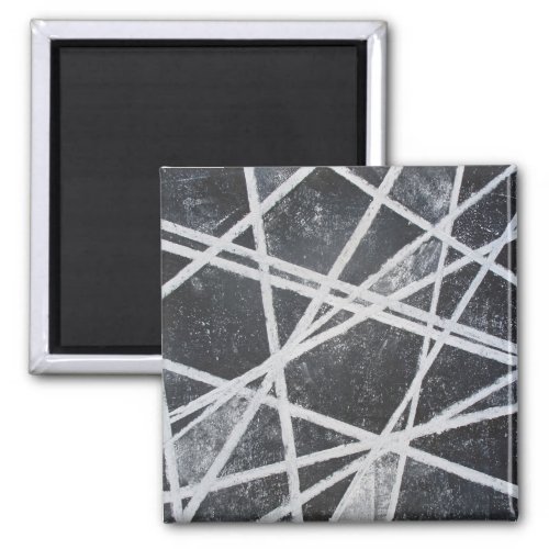 White Stripes black gray spaces abstract Magnet