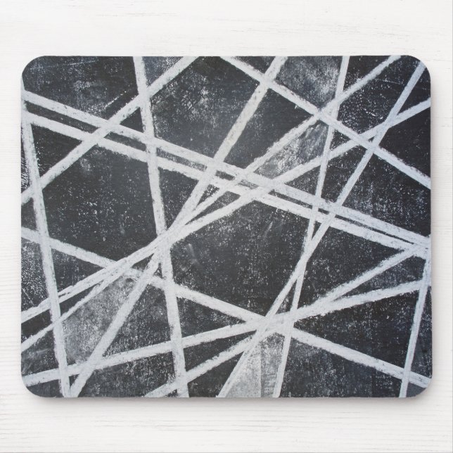 White Stripes black gray spaces abstract Mouse Pad (Front)