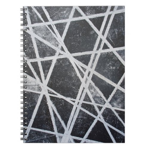 White Stripes black gray spaces abstract Notebook