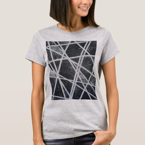 White Stripes black gray spaces abstract T_Shirt