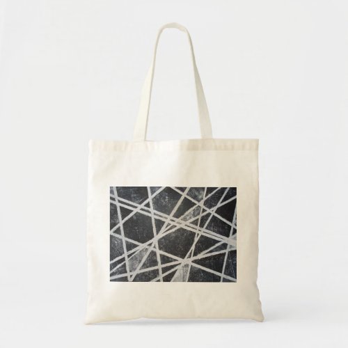 White Stripes black gray spaces abstract Tote Bag