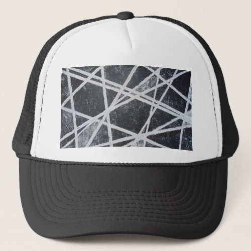 White Stripes black gray spaces abstract Trucker Hat