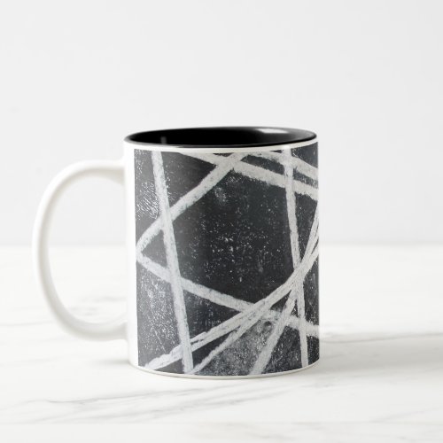 White Stripes black gray spaces abstract Two_Tone Coffee Mug