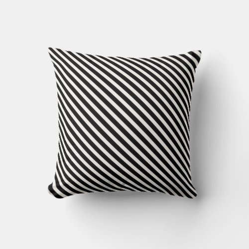 White Stripes  Black Throw Pillow