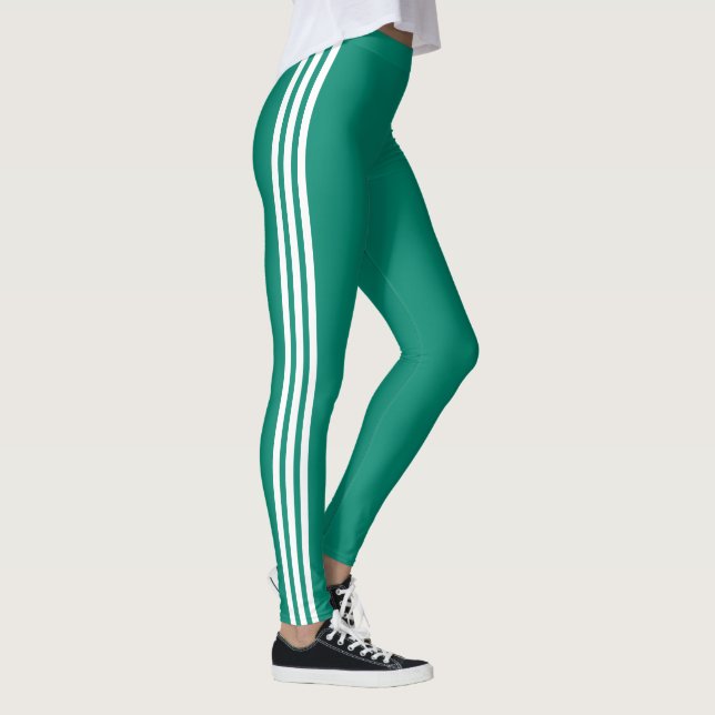 White Stripes Blue Green Leggings Choose Colors (Right)