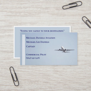 White Stripes Commercial  Airplane Captain Pilot  Business Card