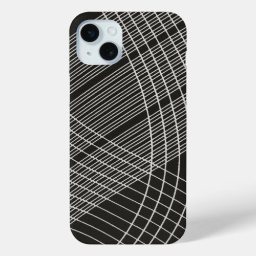 White stripes curved on black iPhone 15 plus case