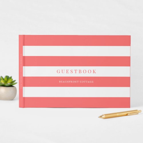 White Stripes  Custom Color Home or Rental Guest Book