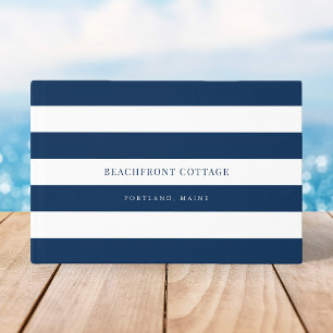White Stripes & Custom Color Home or Rental Guest Book