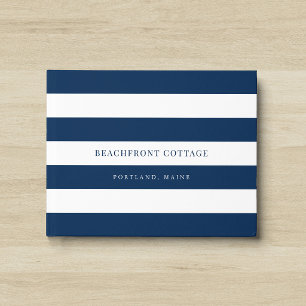 White Stripes & Custom Color Home or Rental Guest Book