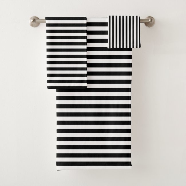White Stripes Design Bath Towel Set
