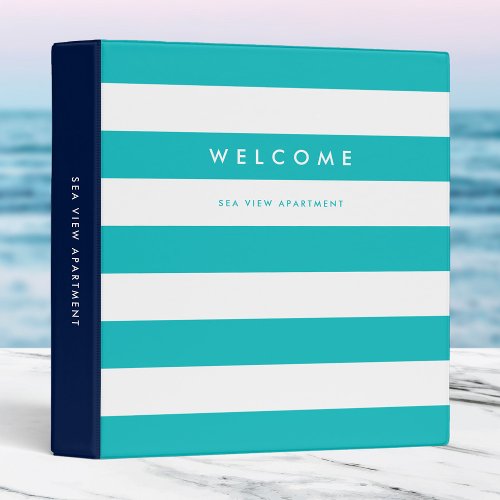 White Stripes Editable Background Colors Welcome 3 Ring Binder