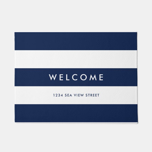 White Stripes Editable Background Colors Welcome D Doormat (Front)