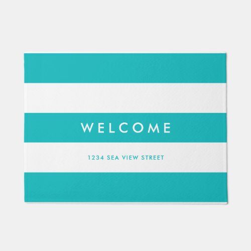 White Stripes Editable Background Colors Welcome Doormat