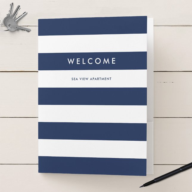 White Stripes Editable Background Colors Welcome Pocket Folder (Creator Uploaded)