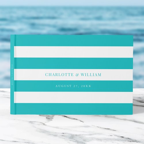 White Stripes  Editable Color Nautical Wedding Guest Book