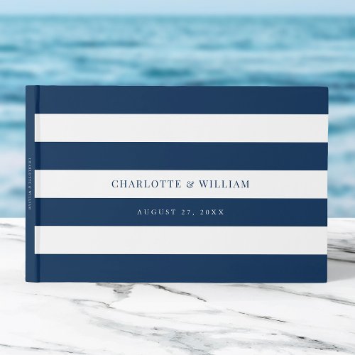 White Stripes  Editable Color Nautical Wedding Guest Book