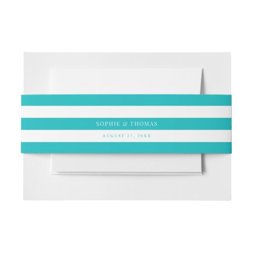 White Stripes &amp; Editable Color Nautical Wedding Invitation Belly Band