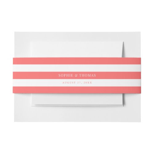 White Stripes &amp; Editable Color Nautical Wedding Invitation Belly Band