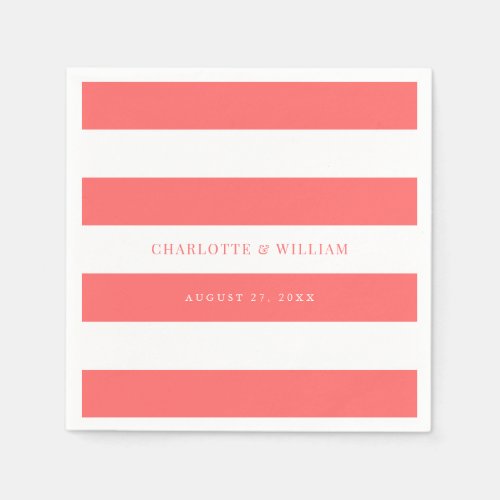 White Stripes  Editable Color Nautical Wedding Napkins