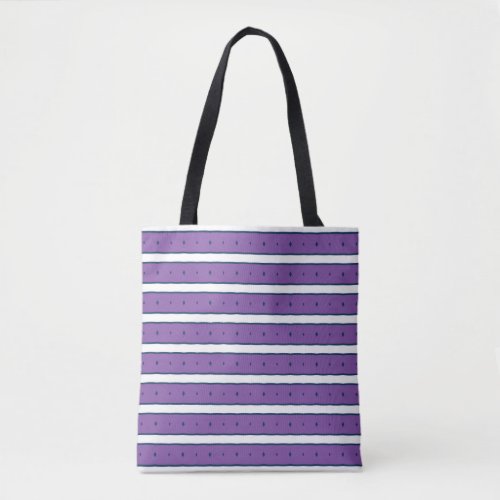 White Stripes Geometric Pattern Purple Background Tote Bag
