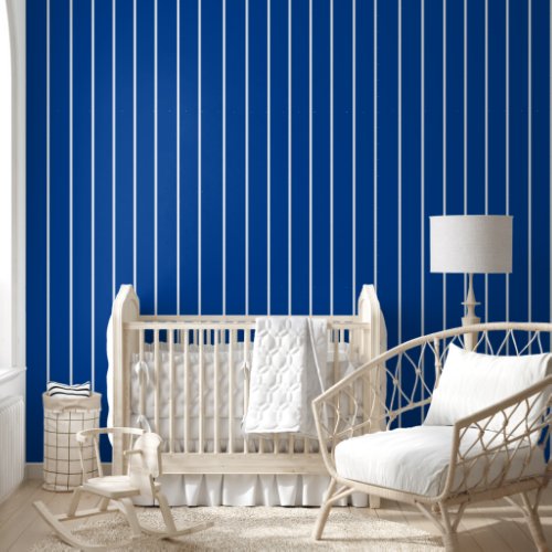 White Stripes on Basic Blue Solid Simple Wallpaper