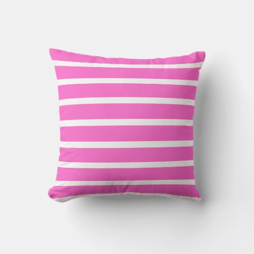 White Stripes  Pink patterned Throw Pillow