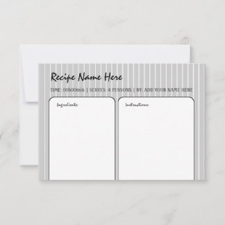 White Stripes Recipe Card